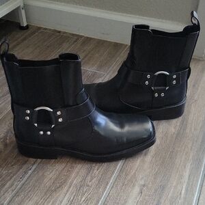 H&M Black Ankle Boots with Silver Accents